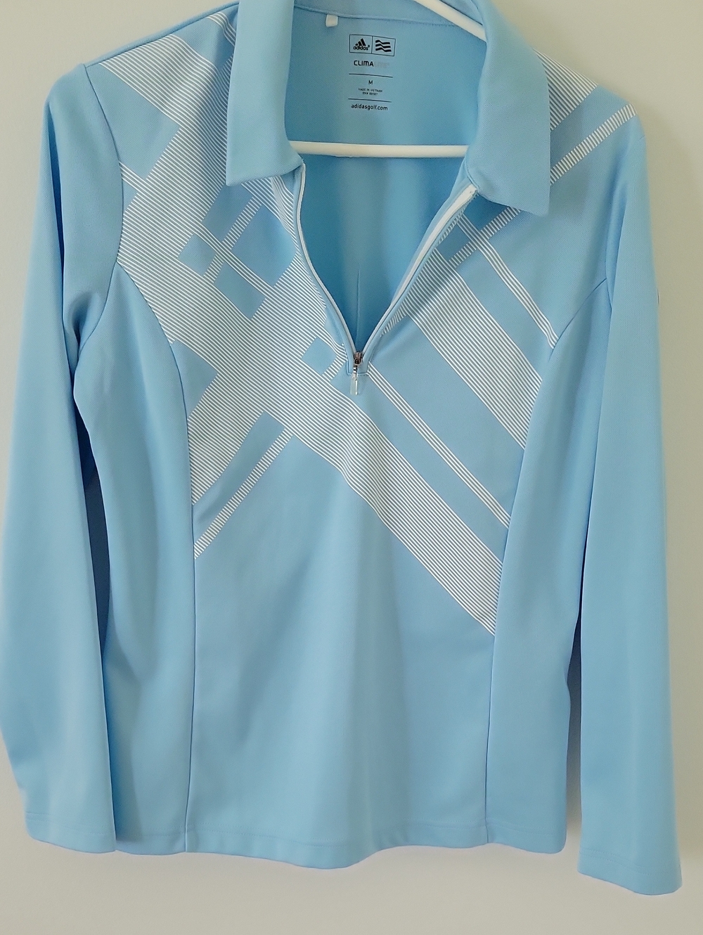 adidas Women’s Light Blue Quarter-Zip Branded By Torrey Pines Long Sleeve Polo M